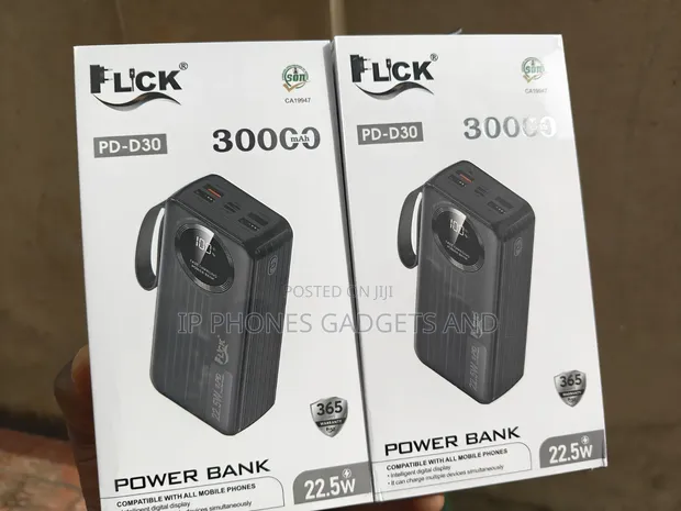 Flick 30000mAh Power Bank - Black - 1