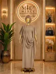 Luxury Draped Boubou Gown With Scarf - Beige - 2