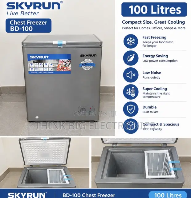 Brand New Skyrun 100L Chest Freezer - Super Fast Freezing - 1