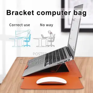 Ergonomic PU Leather Laptop Sleeve with Stand & Mousepad