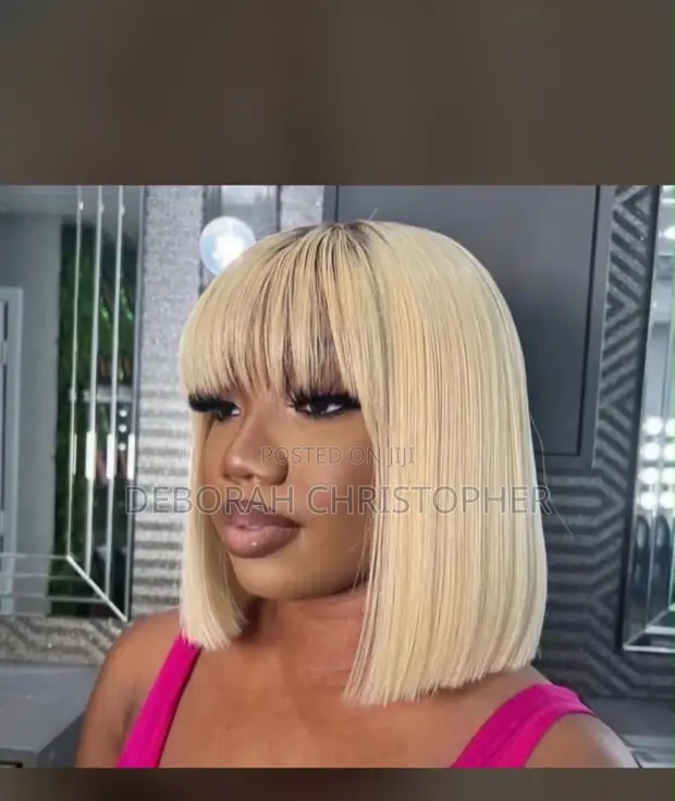 Bonestraight Wig 10" Blonde with Fringe - 1