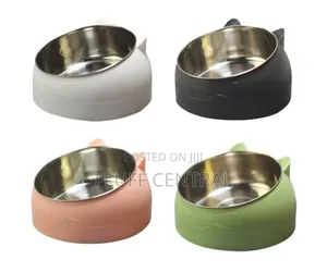 Tilted Plastic & Stainless Cat Ear Pet Bowl