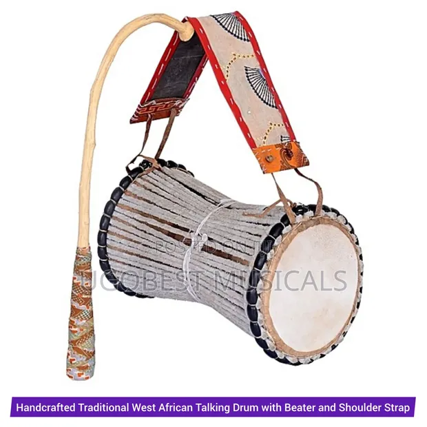 Handcrafted West African Talking Drum with Beater - 1