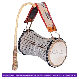 Handcrafted West African Talking Drum with Beater