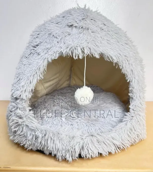 Cozy Long Fur House Bed for Small Breeds - 1