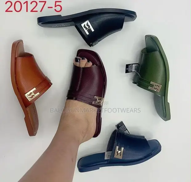 Stock Flat Leather Slippers - 1