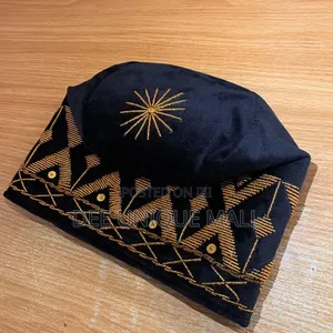 Men's Traditional Fila Cap with Gold Beadwork & Embroidery