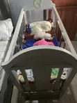 Baby Cot and Wardrobe - Gray - 3