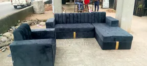 Standard Stripes L-Shape Sofa Set tare da Single Seat