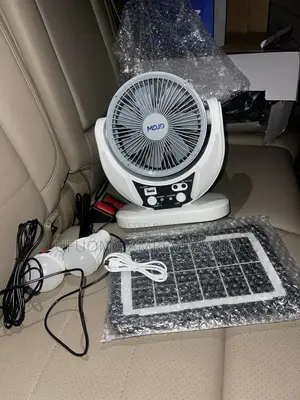 4-in-1 Rechargeable Solar Fan with LED Lamp