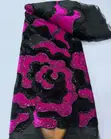 Velvet Lace Fabric with Crystal Stones - 1
