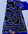 Velvet Lace Fabric with Crystal Stones - 2