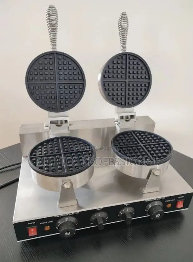 Brand New Commercial Double Electric Belgian Waffle Maker - 1
