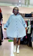 Naija Made Stripe Boyfriend Shirt - Baby Blue - 1