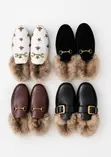 Luxury Women's Fur-Lined Mule Loafers - Stylish Backless Shoes - 2