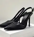 Zara Pointed Linen Heel Shoes - 1