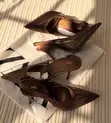 Zara Pointed Linen Heel Shoes - 3
