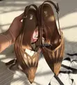 Zara Pointed Linen Heel Shoes - 4