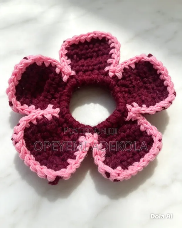 Handmade Crochet Flower Scrunchie - 1