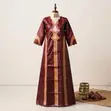 Women's Wine Long Native Boubou Dress with Embroidery - 1