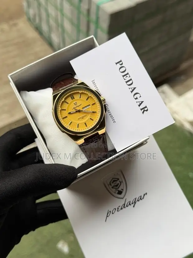New Poedagar Leather Waterproof Wrist Watch - 1