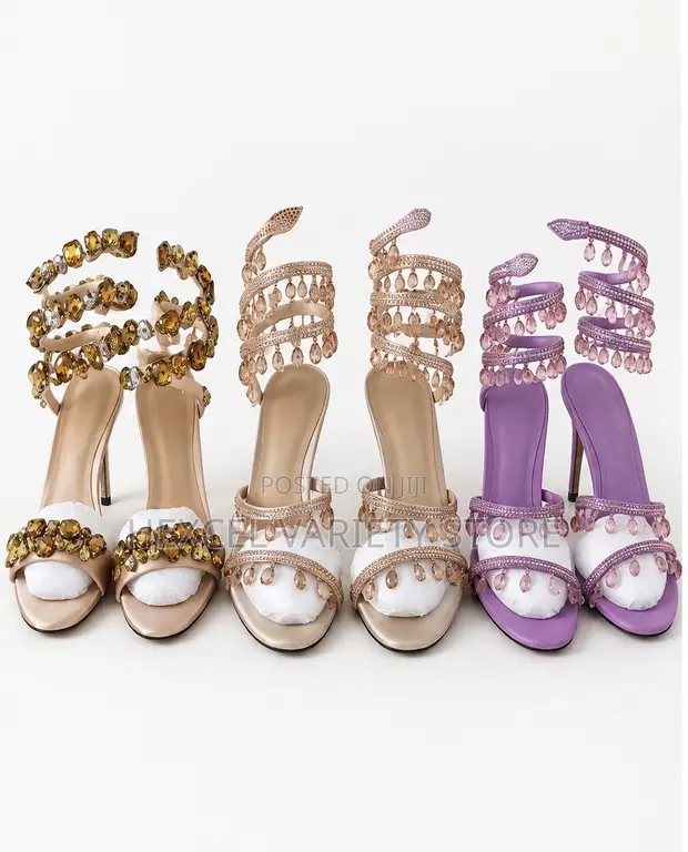 Luxury Rhinestone Ankle-Wrap Stiletto High Heels - 1