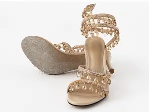 Mata masu Kyau na Rhinestone Ankle-Wrap Stiletto High Heels