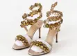 Mata masu Kyau na Rhinestone Ankle-Wrap Stiletto High Heels - 3