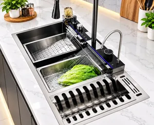 Luxury Double Bowl Multifunctional Kitchen Sink with Dish Drainer