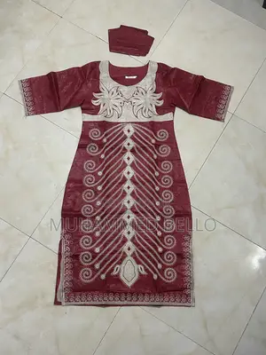 Beautiful Long Bubu Dress - Maroon/Wine with Embroidery