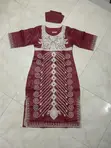 Beautiful Long Bubu Dress - Maroon/Wine with Embroidery - 1