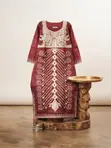 Beautiful Long Bubu Dress - Maroon/Wine with Embroidery - 2