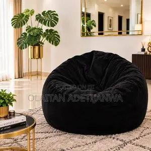 Brand New Sleek Decor Large Black Leather Beanbag Chair