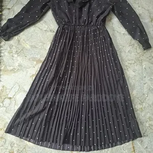 Black Polka Dot Dress - Below Knee Length