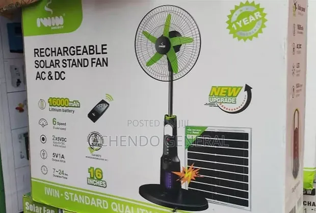 Sabon IWIN 16-inch Solar Rechargeable Standing Fan - 1