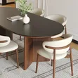 Retro Oval Plank Dining Table Set - 5