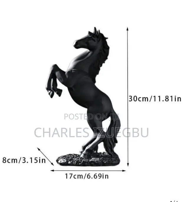 Gold Rearing Horse Decorative Sculpture - 1