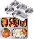 5-Compartment Stainless Steel Dinner Tray - 1