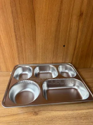 5-Compartment Stainless Steel Dinner Tray