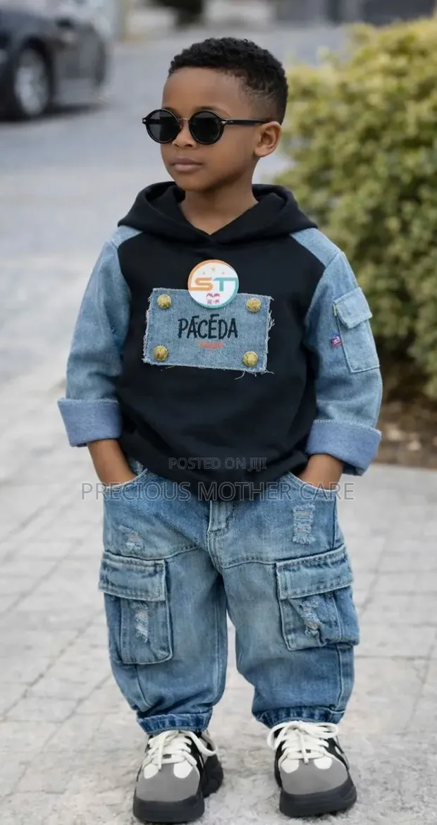 Children's Hoodie Top and Jean Trouser Set - 1