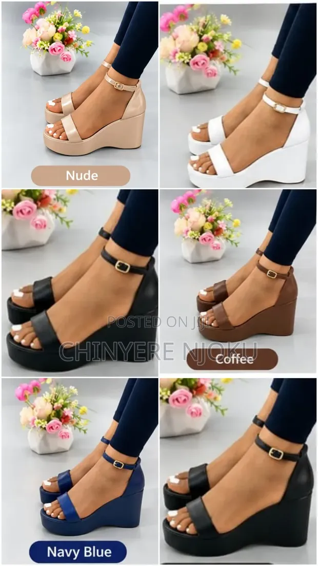 Bamboo Wedge Shoes - Black - 1