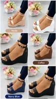 Bamboo Wedge Shoes - Black - 1