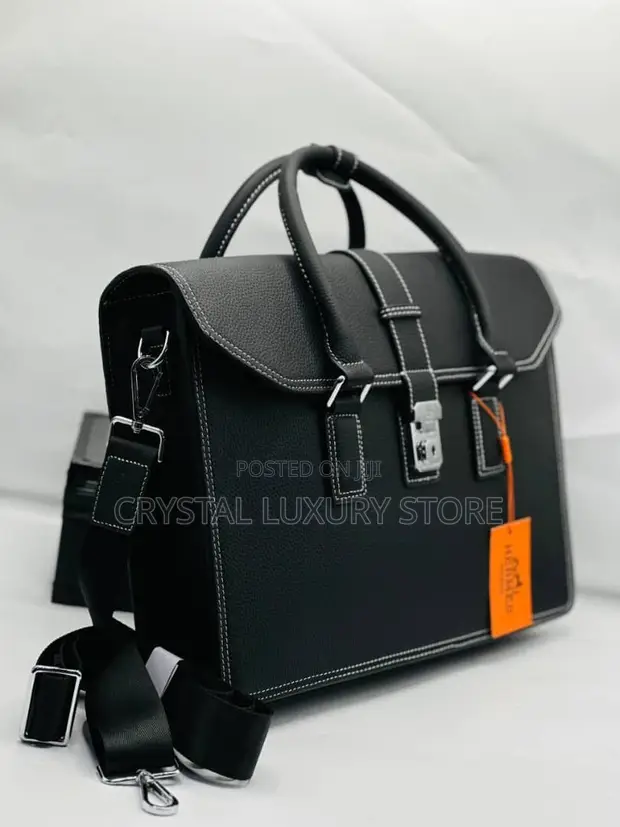 Hermes Quality Luxury Men's Genuine Leather Laptop Bag - 1