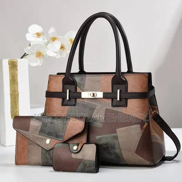 Stylish 3-in-1 Patchwork Handbag Set - 1