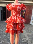 Ankara Short Gown - Orange Glam Style - 2