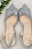 Silver Short Heel Open-Back Shoes - Size 39 - 1