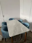 Used Marble Dining Table, TV Console & Shelf Set - 1