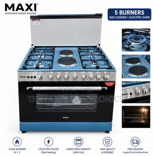 Nexus Maxi 4 Gas Burners + 2 Electric Hotplates Standing Gas Cooker