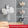 Wall-Mounted Stainless Steel Double Toothbrush/Toothpaste Holder - 2