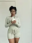 Zara Wears Women's Green Neutral Striped Two-Piece Set - 2